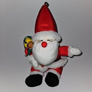 VTG Santa Claus Nylon Plush Stuffed Animal Toy Christmas Decor Trendmasters 1993